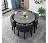Slish Ensemble de table ronde moderne avec 4 chaises Table de conférence et table de réception en bois pour salle à manger (80 cm) Design compact