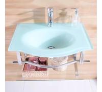 Slish Ensemble lavabo de salle de bain à fixation murale avec cuvette en acier inoxydable chaud et froid 80 x 45 cm (blanc)