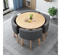 Slish Fur Ensemble table de salle à manger moderne avec 4 chaises à bascule - Table ronde peu encombrante pour cuisine, bureau à domicile, salle de conférence - 80 cm