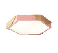 Slish Home Lighting Solut Plafonnier hexagonal en bois à intensité variable avec télécommande Blanc chaud 30 cm pour chambre à coucher, cuisine, couloir et escaliers
