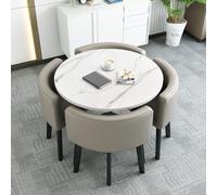 Slish Table de salle à manger moderne avec 4 chaises à bascule Gris