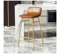 Slish Tabourets de bar modernes en cuir avec dossier haut et pieds en métal pour îlot de cuisine et salle à manger, chaises rembourrées pour la maison et le restaurant