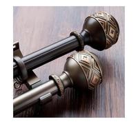 Slish Tringle réglable de 48 à 690 cm avec embouts simple/double rail pour salon, chambre à coucher, bureau, séparateur de pièce, noir, 370 cm