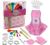 Sliveal Chef Kitchen Playset pour enfants, 13PCS Pretend Toy Jeu de Rôle Cuisine et Pâtisserie Set avec Tablier Chef Chapeau Gants et Couverts