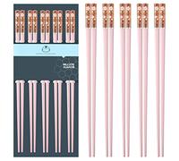 Slivek Lot de 5 paires de baguettes en fibre de verre, réutilisables, de qualité supérieure, passent au lave-vaisselle, antidérapantes, légères, 24,4 cm, rose clair Sakura