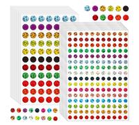 Sliverdew Lot de 2 530 autocollants ronds à paillettes, étiquettes de code couleur imperméables pour la maison, le bureau, les étudiants, 16 couleurs, 20 feuilles, rondes, papier et plastique,
