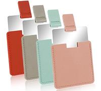 Sliverdew Lot de 4 miroirs de voyage en acier inoxydable - Miroir cosmétique - Petit miroir en métal poli - Ultra fin et durable - 6,5 x 7 cm