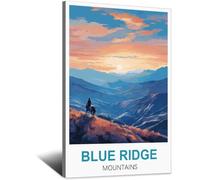 SLJGINEU Blue Ridge Montagnes Poster vintage sur toile pour décoration de salon Motif cheval 60 x 90 cm