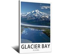 SLJGINEU Glacier Bay Alaska Poster vintage sur toile pour décoration de salon Motif montagne 30 x 45 cm