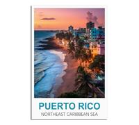 SLJGINEU Impression sur toile vintage Porto Rico - Mer des Caraïbes du Nord-Est - 60 x 90 cm - Décoration murale moderne pour salon