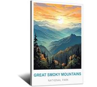 SLJGINEU Poster vintage Mount Leconte Great Smoky Mountains de voyage sur toile représentant un arbre (60 x 90 cm) - Décoration murale moderne pour salon