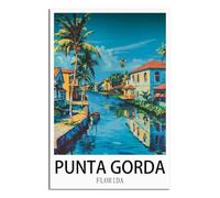 SLJGINEU Punta Gorda Florida Poster vintage sur toile pour décoration de salon 60 x 90 cm