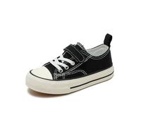 SLJYM Baskets basses en toile pour enfants Blanc Mode Casual Sneakers Filles Chaussures de course Taille 25-37, 1 noir, 26 EU