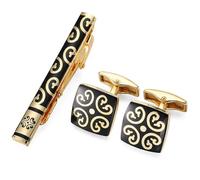 SLJYM Boutons de manchette classiques français pour homme Pince à cravate Trèfle porte-bonheur Fleur de prunier Rose Boutons Clip Business Costume Bijoux, taille unique, Plaqué argent, Perle