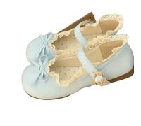SLJYM Chaussures simples tendance pour femme - Tête ronde - Bouche peu profonde - Nœud papillon - Boucle en métal - Semelle souple antidérapante, bleu ciel, 37 EU