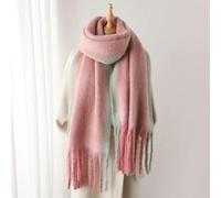 SLJYM Écharpe épaisse en Mohair à Rayures Tendance pour Homme et Femme, écharpe à Pompon Solide pour l'hiver, pour étudiants, Longue et Chaude