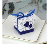 SLJYM Lot de 50 boîtes Cadeaux en Papier à Motif de cœur coloré avec Rubans en Forme de nœud - Parfait pour Les Bonbons, Les chocolats