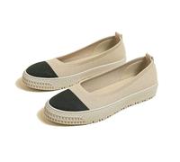 SLJYM Mocassins Femme Tricoté Décontracté Bout Rond Peu Profonde Chaussures Femme Pédale Plat Paresseux Chaussures Femme, Beige et noir., 39.5 EU