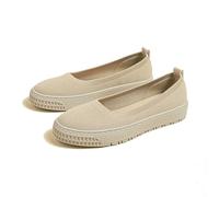 SLJYM Mocassins Femme Tricoté Décontracté Bout Rond Peu Profonde Chaussures Femme Pédale Plat Paresseux Chaussures Femme, beige, 39.5 EU
