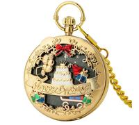 SLJYM Montre de Poche à Quartz Musicale avec mélodie « Joyeux Anniversaire » Argent/Or/Or Rose Pendentif Musical Montre de Poche Cadeaux pour Hommes et Femmes