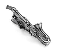 SLJYM Pince à cravate classique pour homme et femme Love Rose Anchor Saxophone Clip de musique Business Costume Chemise Accessoires Bijoux Cadeaux, taille unique, Plaqué argent, Perle