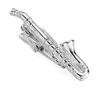 SLJYM Pince à cravate classique pour homme et femme Love Rose Anchor Saxophone Clip de musique Business Costume Chemise Accessoires Bijoux Cadeaux, taille unique, Plaqué argent, Perle