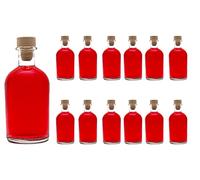 slkfactory 12 Bouteille Verre 250ml - Flacon 25 n Verre Avec Bouchon - Liqueur Huile Vinaigre Sirop Cadeau Fait Maison DIY Transparent Vide