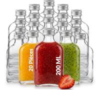 slkfactory 20 Bouteille Verre 200ml - Flasque, Bouteille 200 ml en Verre Fiole 20 vec Bouchon à Vis Réutilisable Alcool Liqueur Cadeau Rangement