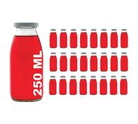 slkfactory Lot de 24 Bouteilles de 250 ML vides en Verre avec Bouchon à vis, 24 l, pour Lait ou jus