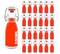 slkfactory Lot de 24 bouteilles en verre vides de 100 ml avec petite bouteille à bouchon mécanique avec bouchon à étrier 0,1 l (24 x 100 ml)