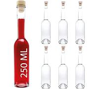 slkfactory OPI HGK Parent (6 x 250 ml) Lot de 6 bouteilles en verre vides 250 ml OPI-HGK Petites bouteilles avec bouchon en bouchon 0,25 l Transparent