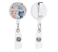 SLKMHFT Porte-badge retractable, chat mignon, clip pour infirmire, medecin, personnel de bureau