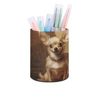 SLKMHFT Porte-stylo rond avec motif Chihuahua sur la colline - Organiseur de pinceaux de maquillage - Multifonction - Pour la maison, le bureau