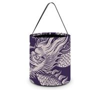 SLKMHFT Sac à bonbons pliable d'Halloween avec poignées pour Halloween, fête de Noël, dragon blanc chinois, 20 x 20 x 21 cm, Dragon blanc chinois, 7.9*7.9*8.3 inches