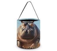 SLKMHFT Sac à bonbons pliable pour Halloween avec images d'animaux en cours d'exécution - Panier à bonbons réutilisable avec poignées pour fête d'Halloween, fête de Noël, images d'animaux en cours