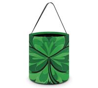 SLKMHFT Sac fourre-tout pliable d'Halloween avec poignées pour fête d'Halloween, fête de Noël, trèfle vert, 20,1 x 20,1 x 21,1 cm, Trèfle vert, 7.9*7.9*8.3 inches