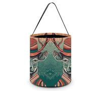 SLKMHFT Sac fourre-tout pliable pour Halloween, motif cerf de Noël portant une cravate imprimée, panier à bonbons réutilisable avec poignées pour fête d'Halloween, fête de Noël, cerf portant une