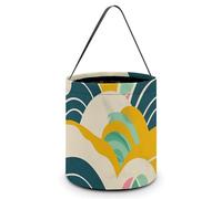 SLKMHFT Sac fourre-tout pliable pour Halloween, motif japonais rétro, seau à bonbons imprimé, panier à bonbons réutilisable avec poignées pour fête d'Halloween, fête de Noël, motif japonais rétro,