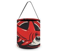 SLKMHFT Sac fourre-tout pliable pour Halloween, motif requin de dessin animé, panier à bonbons réutilisable avec poignées pour fête d'Halloween, fête de Noël, dessin animé, 20,1 x 20,1 x 21,1 cm,