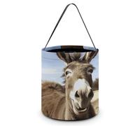 SLKMHFT Sac fourre-tout pliable pour Halloween, sac à bonbons amusant imprimé âne, panier à bonbons réutilisable avec poignées pour fête d'Halloween, fête de Noël, âne amusant, 20,1 x 20,1 x 21,1 cm,
