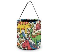 SLKMHFT Sac fourre-tout pliable pour Halloween, sac à bonbons pour enfants, motif dinosaure, panier à bonbons réutilisable avec poignées pour fête d'Halloween, fête de Noël, dinosaure pour enfants, 20
