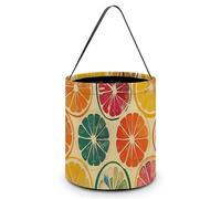 SLKMHFT Sac fourre-tout pliable pour Halloween, style rétro, motif agrumes, seau à bonbons réutilisable avec poignées pour fête d'Halloween, fête de Noël, agrumes, 20 x 20 x 21 cm, Style rétro