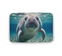 SLKMHFT Tapis de bain avec revers antidérapant imprimé lamantin d'animaux de l'océan - Tapis de bain absorbant - Décoration de salle de bain pour chambre à coucher, cuisine, bureau - 50 x 80 cm