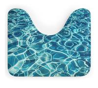 SLKMHFT Tapis de sol en forme de U pour salle de bain et WC doux - Imprimé à l'eau - Bleu turquoise - 50,8 x 40,6 cm
