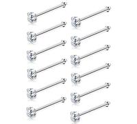 Sllaiss 12 Pièces 20G Stud Nez Cristal Autrichien Petites Piercing Nez pour Femme Homme 316L Acier Inoxydable Ensemble Nez Stud 1.5MM Piercing Nez Stud