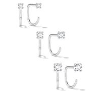 SLLAISS 3 Paires Boucles d'Oreilles Dormeuses Argent 925 Creole