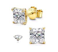 SLLAISS Boucles d'Oreilles Moissanite Argent 925 Femme Hypoallergéniques | Or Blanc 16K Boucles d'oreilles 4-7mm Moissanite Princess Cut d'Oreille Diamant Brillant Piercing Oreille Bijoux