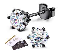 SLLAISS Boucles d'Oreilles Moissanite pour Femme Argent 925 Sterling | Plqué Or Blanc 18K Piercing Oreille Femme Moissanite Earrings Diamant Puce Clou d'Oreille 4-8mm Argenté/doré/Or Rose/Noir