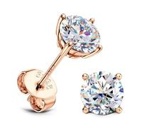 SLLAISS Boucles d'Oreilles Moissanite pour Femme Argent 925 Sterling Plqué Or Blanc 18K Piercing Oreille Femme Moissanite Earrings Diamant Puce Clou d'Oreille 5 mm Or Rose