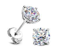 SLLAISS Boucles d'Oreilles Moissanite pour Femme Argent 925 Sterling | Plqué Or Blanc 18K Piercing Oreille Femme Moissanite Earrings Diamant Puce Clou d'Oreille 4-8mm Argenté/doré/Or Rose/Noir